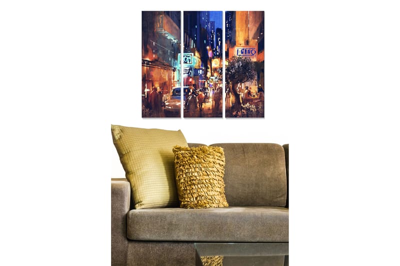 Canvasbilde City 3-pk flerfarget - 22x05 cm - Interiør - Maleri & posters - Lerretsbilder