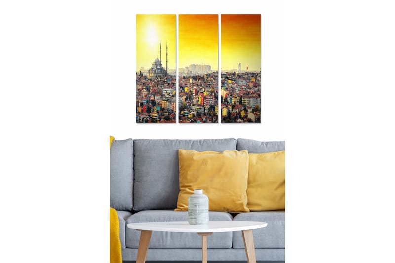 Canvasbilde City 3-pk flerfarget, 22x05 cm