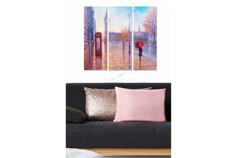 Canvasbilde City 3-pk flerfarget, 22x05 cm