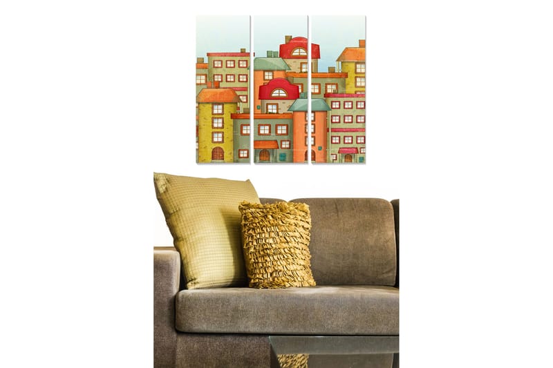 Canvasbilde City 3-pk flerfarget, 22x05 cm