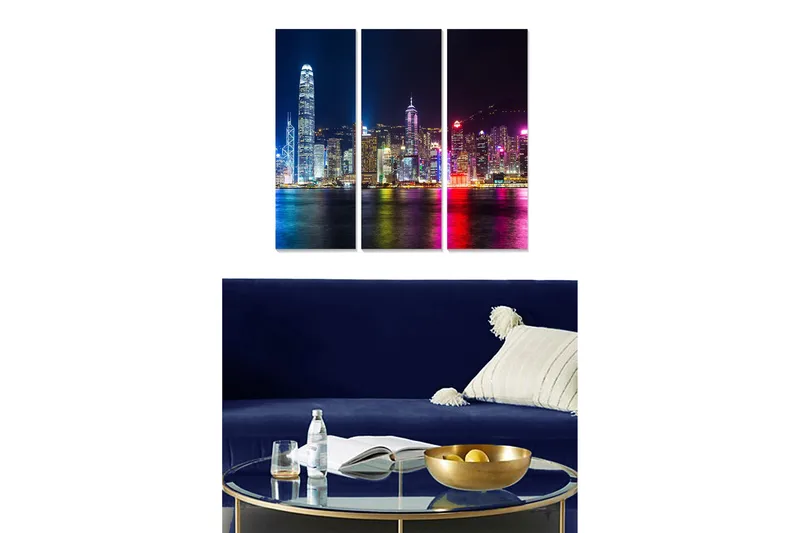 Canvasbilde City 3-pk flerfarget, 22x05 cm