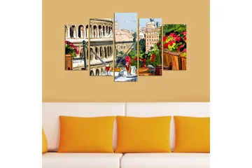 Canvasbilde City 5-pk flerfarget - 22x06 cm - Interiør - Maleri & posters - Lerretsbilder