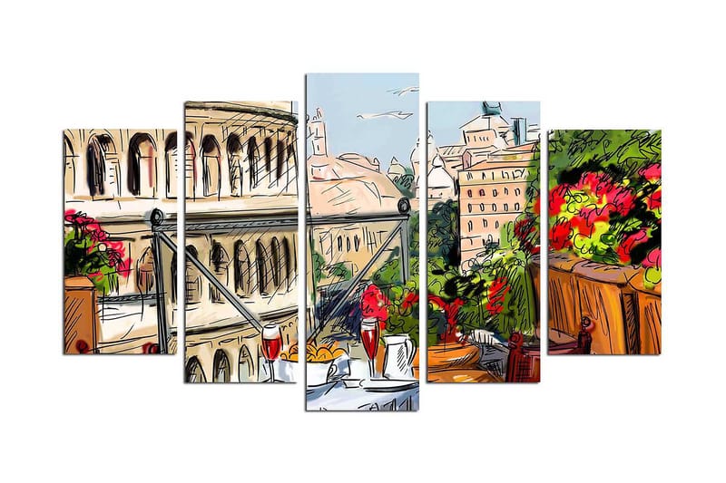 Canvasbilde City 5-pk flerfarget - 22x06 cm - Interiør - Maleri & posters - Lerretsbilder