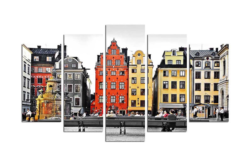 Canvasbilde City 5-pk flerfarget - 22x06 cm - Interiør - Maleri & posters - Lerretsbilder