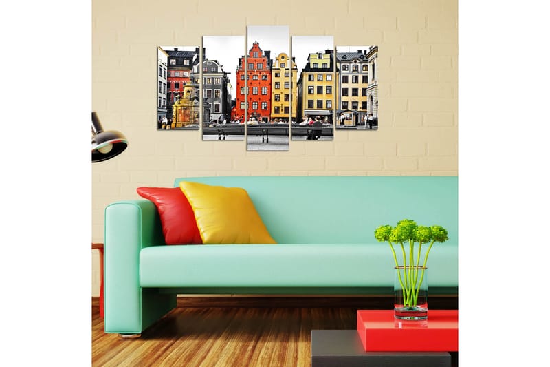 Canvasbilde City 5-pk flerfarget - 22x06 cm - Lerretsbilder