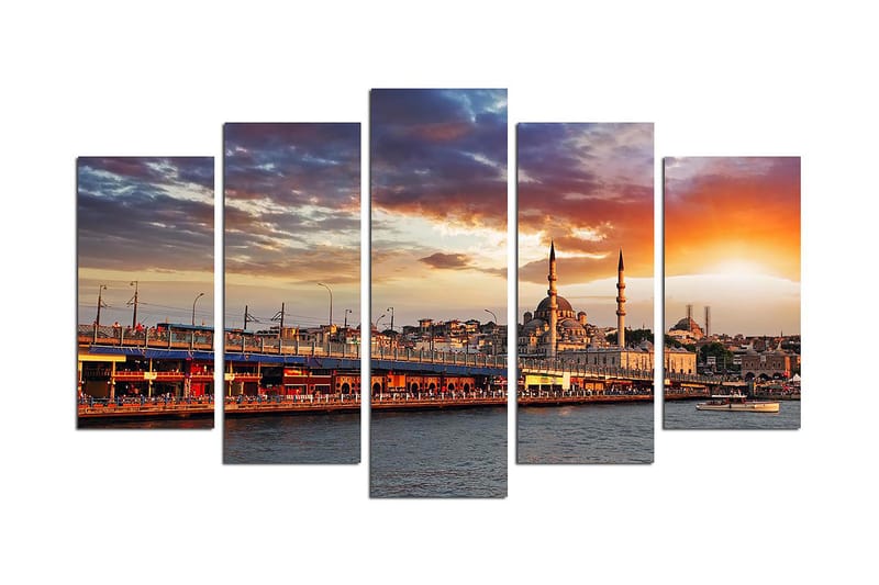 Canvasbilde City Istanbul 5-pk Flerfarget - 22x06 cm - Lerretsbilder