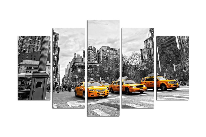 Canvasbilde City New York 5-pk Flerfarget - 22x06 cm - Interiør - Maleri & posters - Lerretsbilder