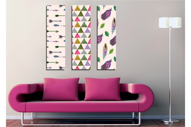 Canvasbilde Dekorativ 3 Deler - Flerfarget - Interiør - Maleri & posters - Lerretsbilder