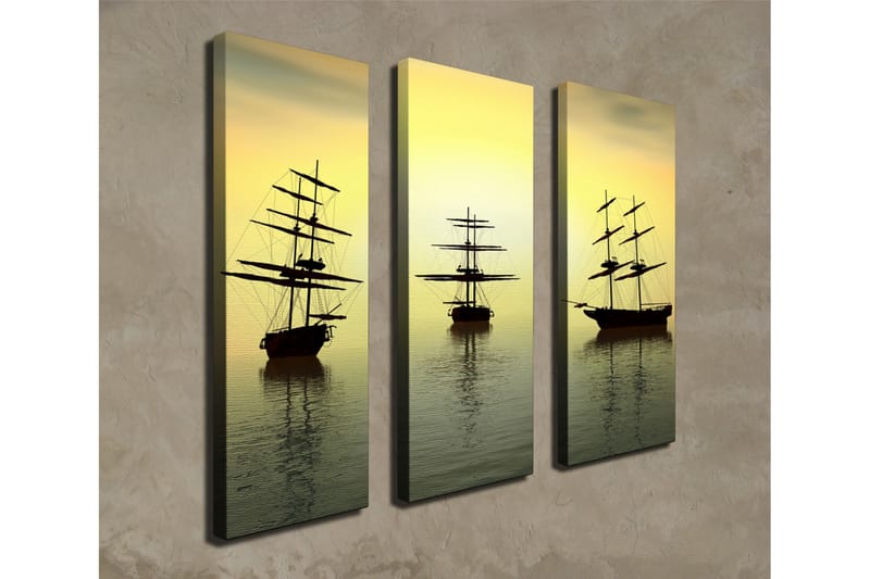 Canvasbilde Dekorativ 3 Deler - Flerfarget - Interiør - Maleri & posters - Lerretsbilder