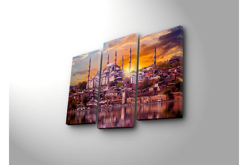Canvasbilde Dekorativ 3 Deler - Flerfarget - Interiør - Maleri & posters - Lerretsbilder