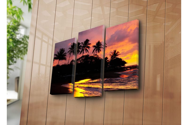 Canvasbilde Dekorativ 3 Deler - Flerfarget - Interiør - Maleri & posters - Lerretsbilder