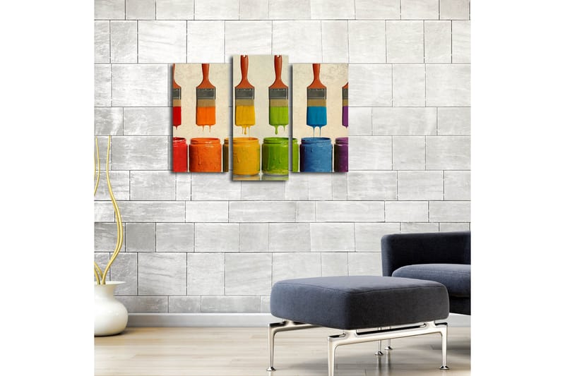 Canvasbilde Dekorativ 3 Deler - Flerfarget - Interiør - Maleri & posters - Lerretsbilder