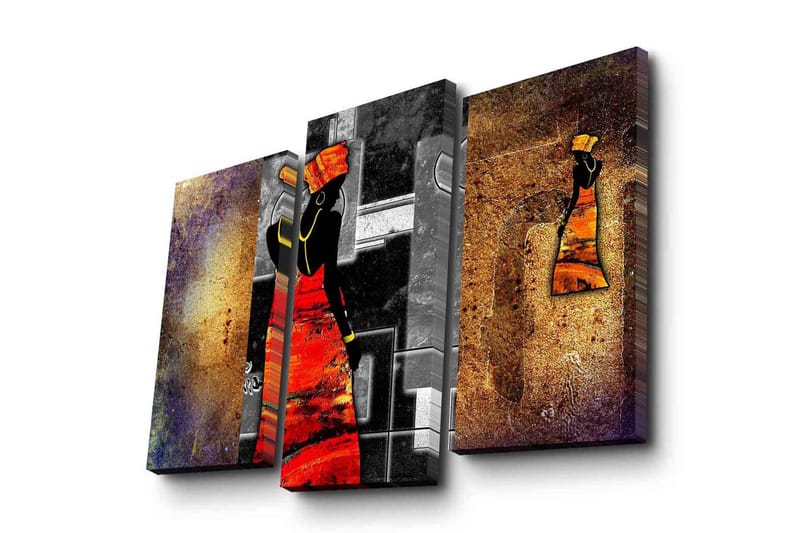 Canvasbilde Dekorativ 3 Deler - Flerfarget - Interiør - Maleri & posters - Lerretsbilder
