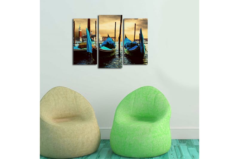 Canvasbilde Dekorativ 3 Deler - Flerfarget - Interiør - Maleri & posters - Lerretsbilder
