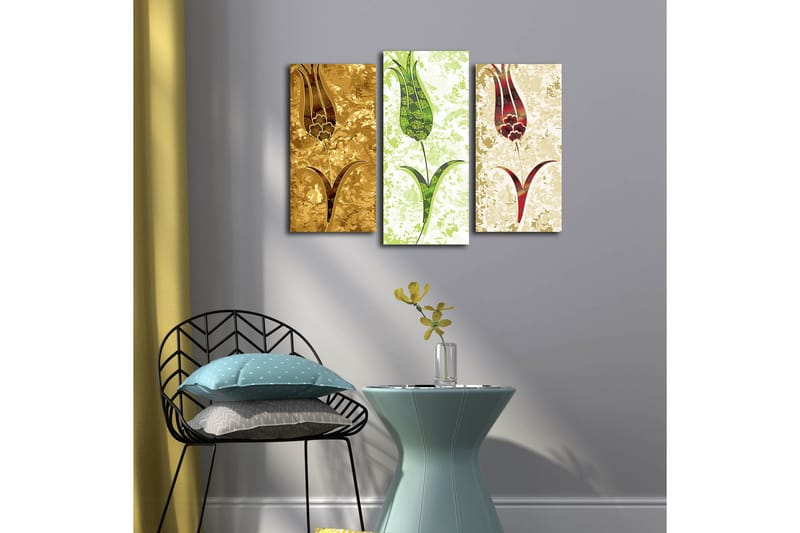 Canvasbilde Dekorativ 3 Deler - Flerfarget - Interiør - Maleri & posters - Lerretsbilder