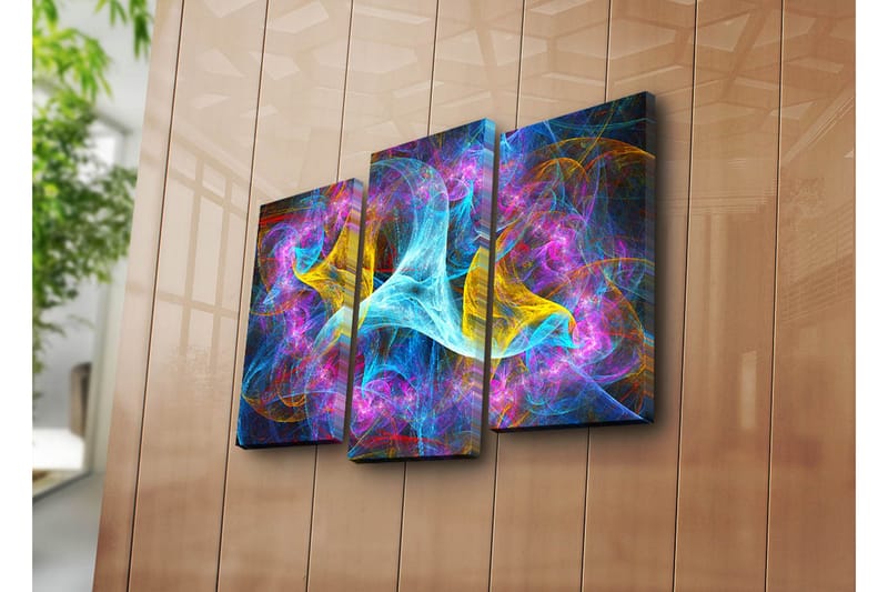 Canvasbilde Dekorativ 3 Deler - Flerfarget - Interiør - Maleri & posters - Lerretsbilder