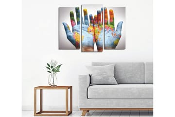 Canvasbilde Dekorativ 3 Deler - Flerfarget - Interiør - Maleri & posters - Lerretsbilder