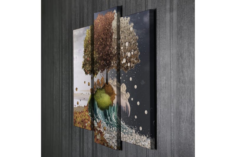Canvasbilde Dekorativ 3 Deler - Flerfarget - Interiør - Maleri & posters - Lerretsbilder