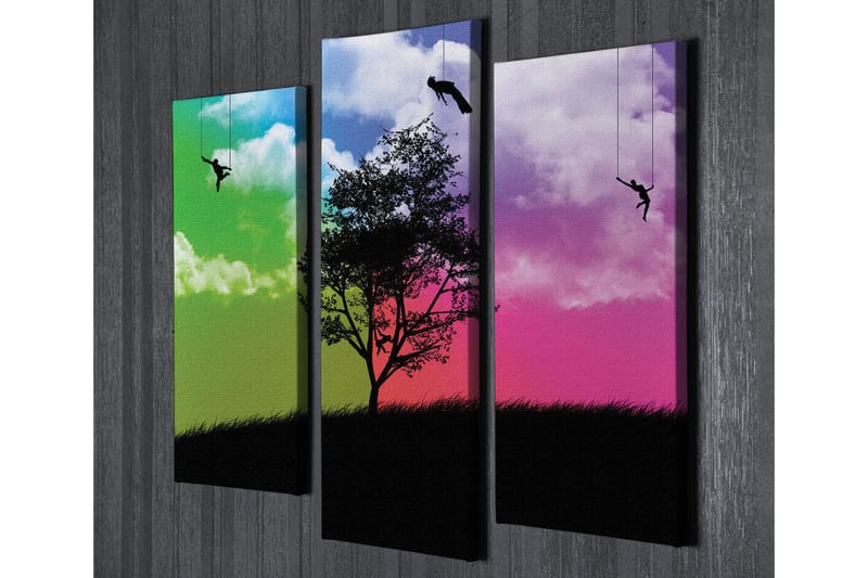 Canvasbilde Dekorativ 3 Deler - Flerfarget - Interiør - Maleri & posters - Lerretsbilder