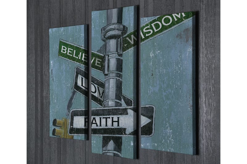 Canvasbilde Dekorativ 3 Deler - Flerfarget - Interiør - Maleri & posters - Lerretsbilder