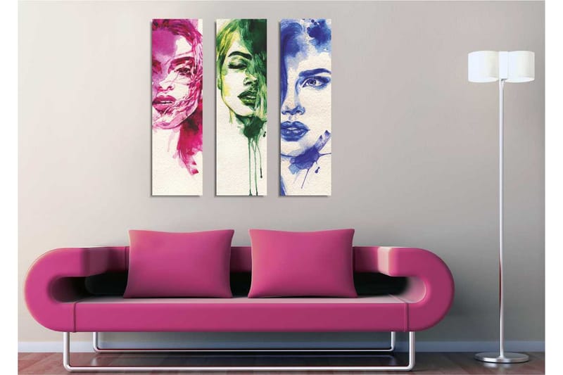 Canvasbilde Dekorativ 3 Deler - Flerfarget - Interiør - Maleri & posters - Lerretsbilder