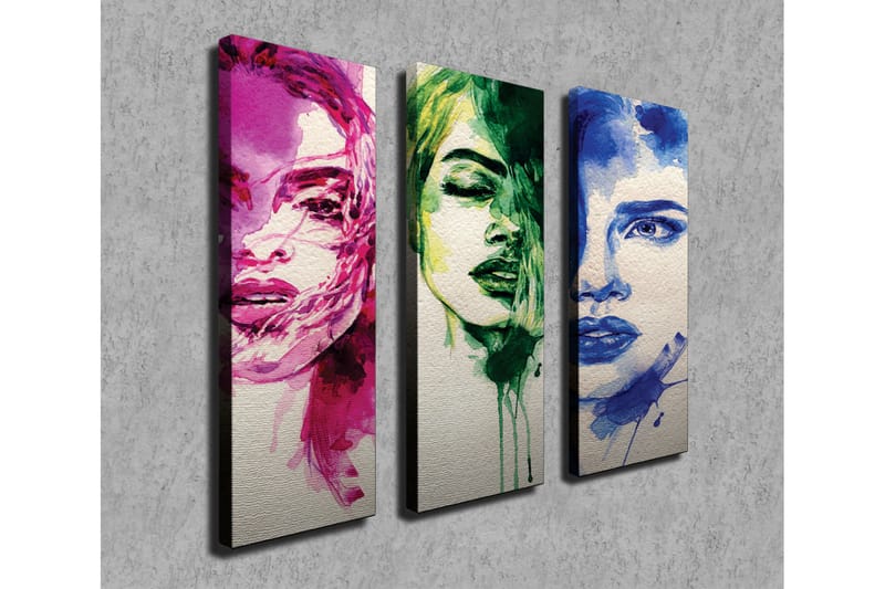 Canvasbilde Dekorativ 3 Deler - Flerfarget - Interiør - Maleri & posters - Lerretsbilder
