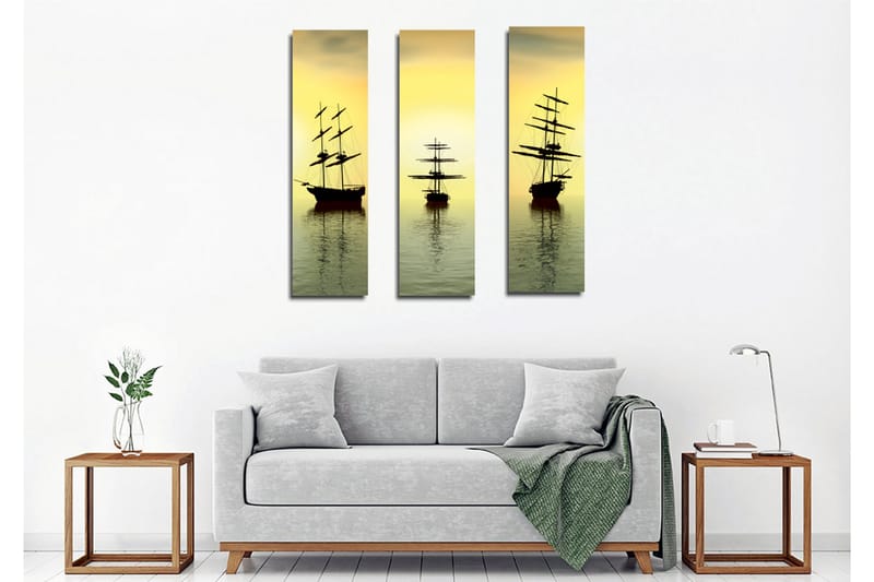Canvasbilde Dekorativ 3 Deler - Flerfarget - Interiør - Maleri & posters - Lerretsbilder