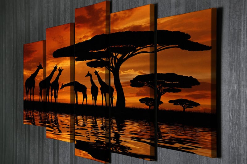Canvasbilde Dekorativ 5 Deler - Flerfarget - Interiør - Maleri & posters - Lerretsbilder