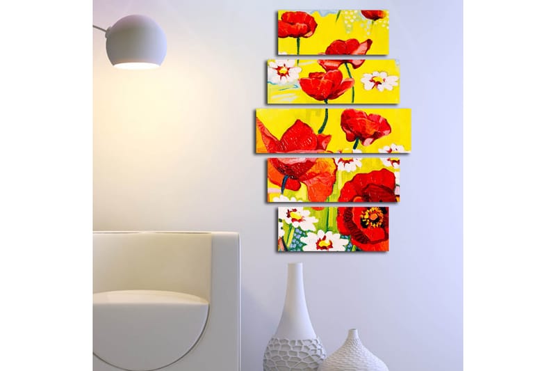 Canvasbilde Dekorativ 5 Deler - Flerfarget - Interiør - Maleri & posters - Lerretsbilder
