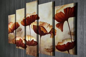 Canvasbilde Dekorativ 5 Deler - Flerfarget - Interiør - Maleri & posters - Lerretsbilder
