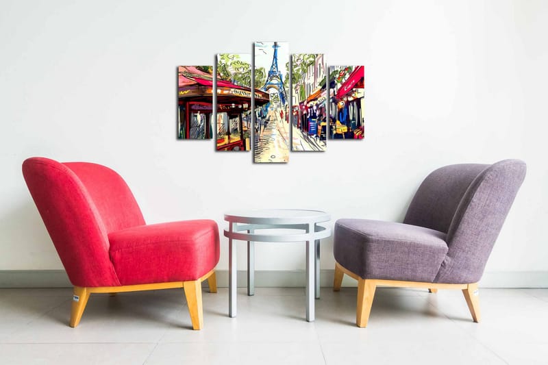 Canvasbilde Dekorativ 5 Deler - Flerfarget - Interiør - Maleri & posters - Lerretsbilder