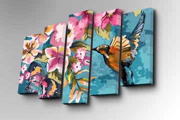 Canvasbilde Dekorativ 5 Deler - Flerfarget - Interiør - Maleri & posters - Lerretsbilder