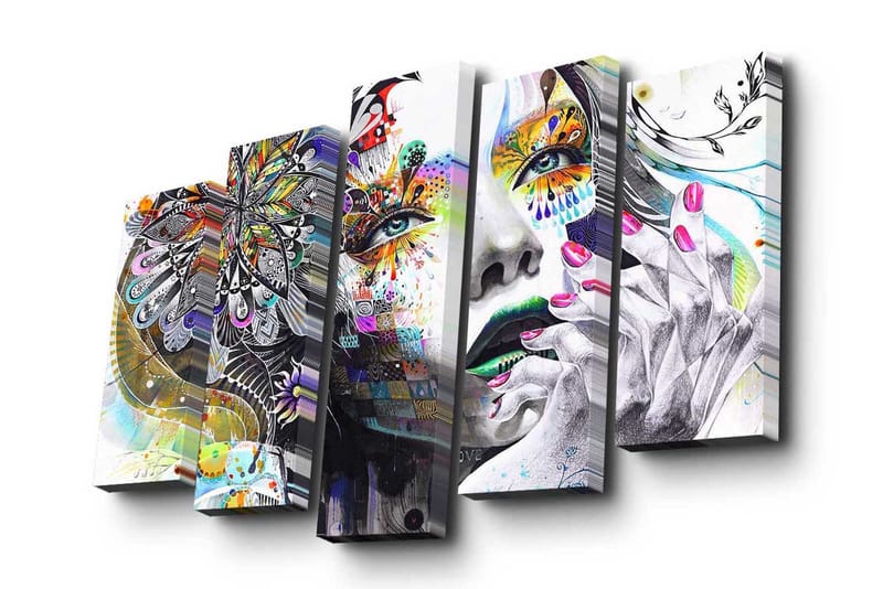 Canvasbilde Dekorativ 5 Deler - Flerfarget - Interiør - Maleri & posters - Lerretsbilder