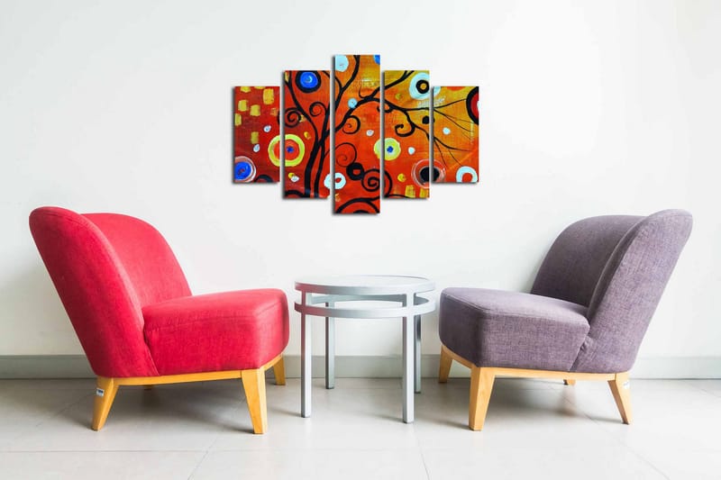 Canvasbilde Dekorativ 5 Deler - Flerfarget - Interiør - Maleri & posters - Lerretsbilder