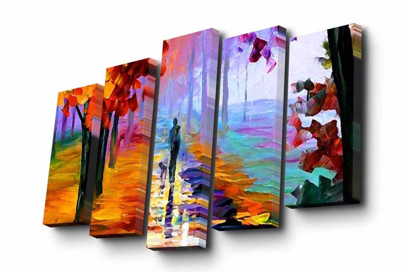 Canvasbilde Dekorativ 5 Deler - Flerfarget - Interiør - Maleri & posters - Lerretsbilder