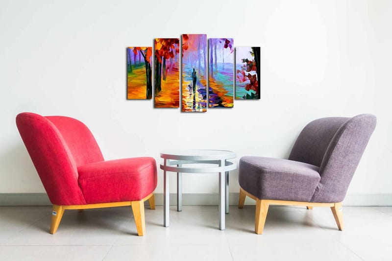 Canvasbilde Dekorativ 5 Deler - Flerfarget - Interiør - Maleri & posters - Lerretsbilder