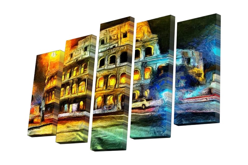 Canvasbilde Dekorativ 5 Deler - Flerfarget - Interiør - Maleri & posters - Lerretsbilder