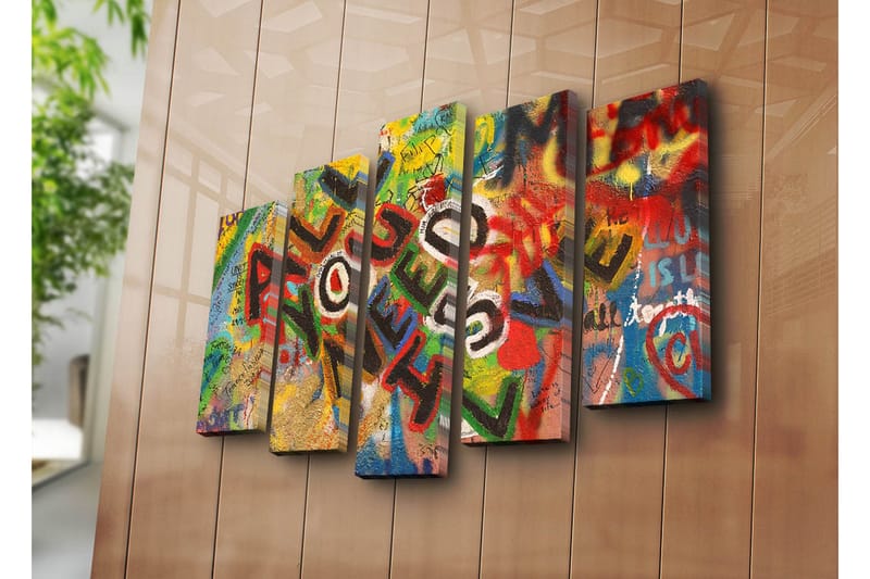 Canvasbilde Dekorativ 5 Deler - Flerfarget - Interiør - Maleri & posters - Lerretsbilder