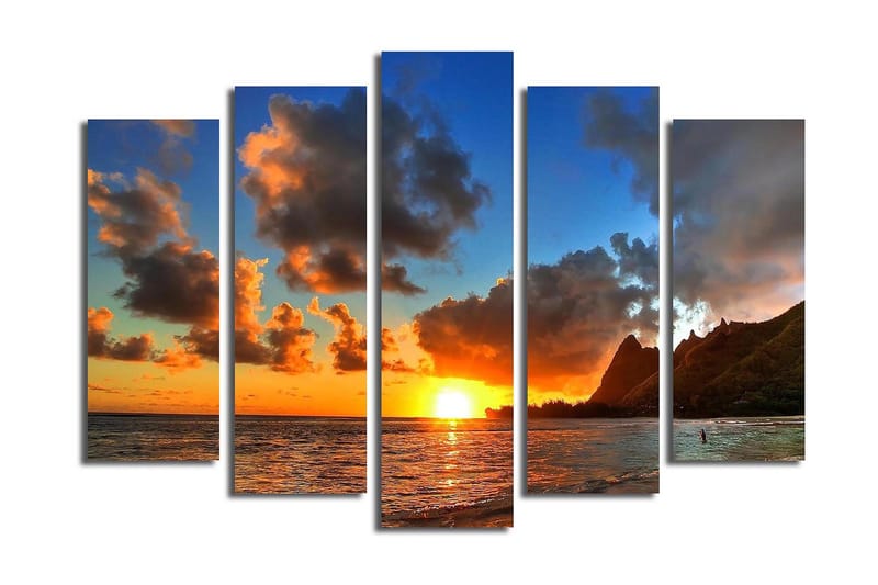 Canvasbilde Dekorativ 5 Deler - Flerfarget - Interiør - Maleri & posters - Lerretsbilder