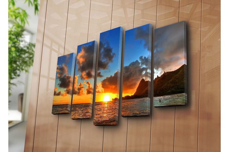 Canvasbilde Dekorativ 5 Deler - Flerfarget - Interiør - Maleri & posters - Lerretsbilder