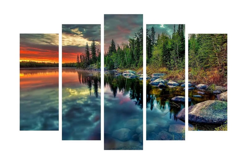 Canvasbilde Dekorativ 5 Deler - Flerfarget - Interiør - Maleri & posters - Lerretsbilder