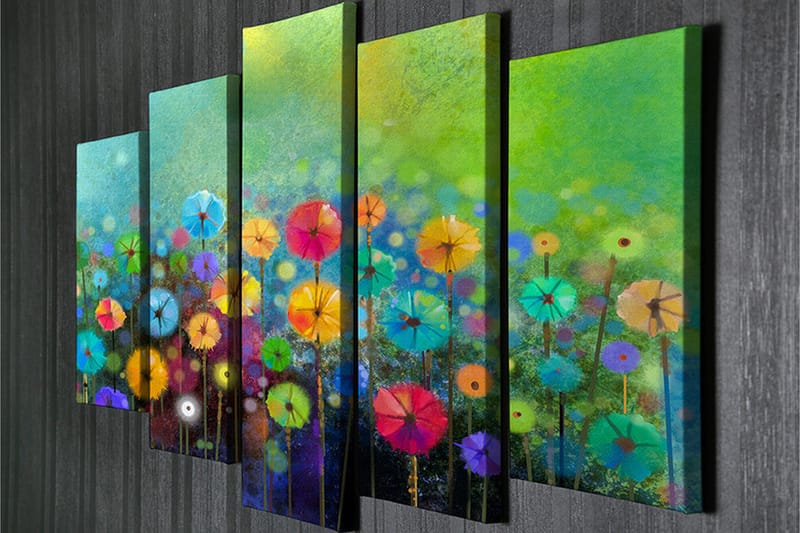 Canvasbilde Dekorativ 5 Deler - Flerfarget - Interiør - Maleri & posters - Lerretsbilder