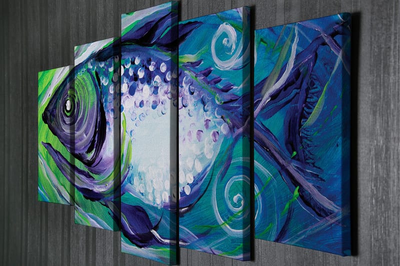 Canvasbilde Dekorativ 5 Deler - Flerfarget - Interiør - Maleri & posters - Lerretsbilder