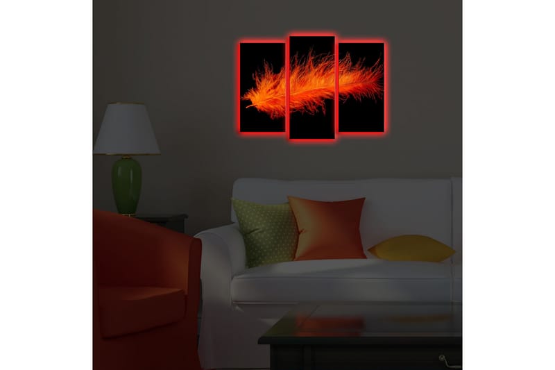 Canvasbilde Dekorativ LED-belysning 3 Deler - Flerfarget - Interiør - Maleri & posters - Lerretsbilder