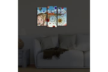 Canvasbilde Dekorativ LED-belysning 3 Deler - Flerfarget - Interiør - Maleri & posters - Lerretsbilder