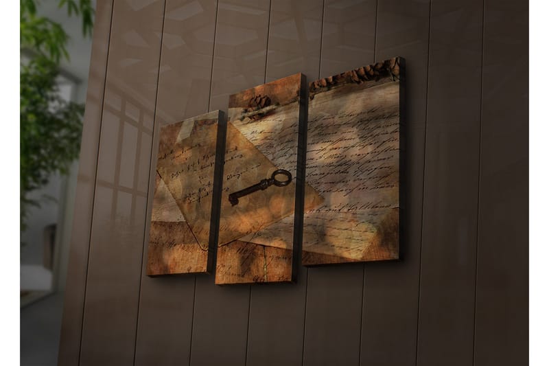 Canvasbilde Dekorativ LED-belysning 3 Deler - Flerfarget - Interiør - Maleri & posters - Lerretsbilder