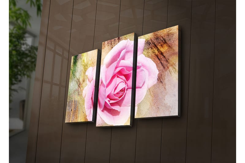 Canvasbilde Dekorativ LED-belysning 3 Deler - Flerfarget - Interiør - Maleri & posters - Lerretsbilder