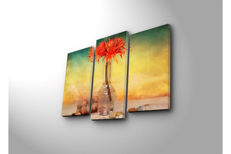Canvasbilde Dekorativ LED-belysning 3 Deler - Flerfarget - Interiør - Maleri & posters - Lerretsbilder