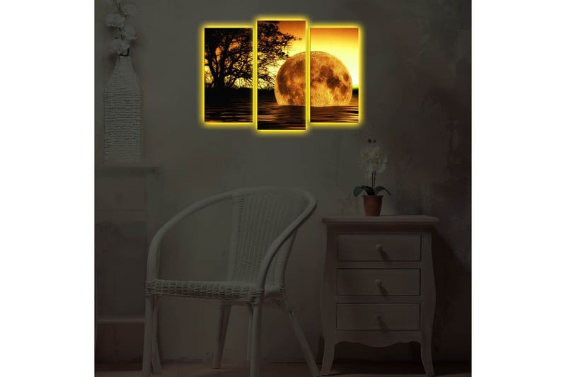 Canvasbilde Dekorativ LED-belysning 3 Deler - Flerfarget - Interiør - Maleri & posters - Lerretsbilder