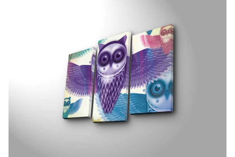 Canvasbilde Dekorativ LED-belysning 3 Deler - Flerfarget - Interiør - Maleri & posters - Lerretsbilder